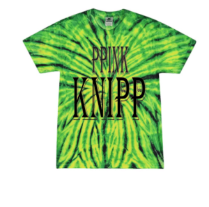 A green tie dye shirt with the words " punk kripp ".