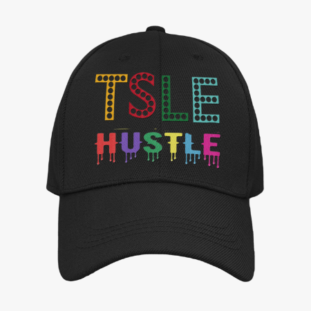 A black hat with the words " tsle hustle ".
