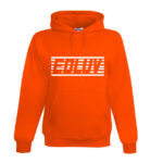 A red hoodie with the word " evolve " written on it.